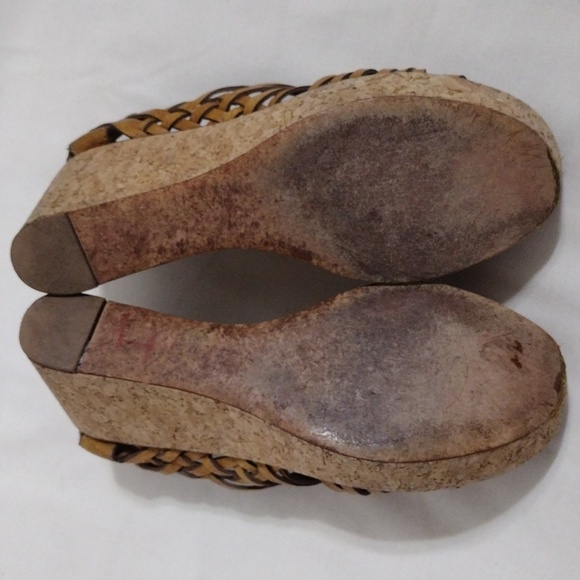 Tory Burch Killiam Leather Woven Cork Wedge Sandals US 7.5 - Picture 14 of 15